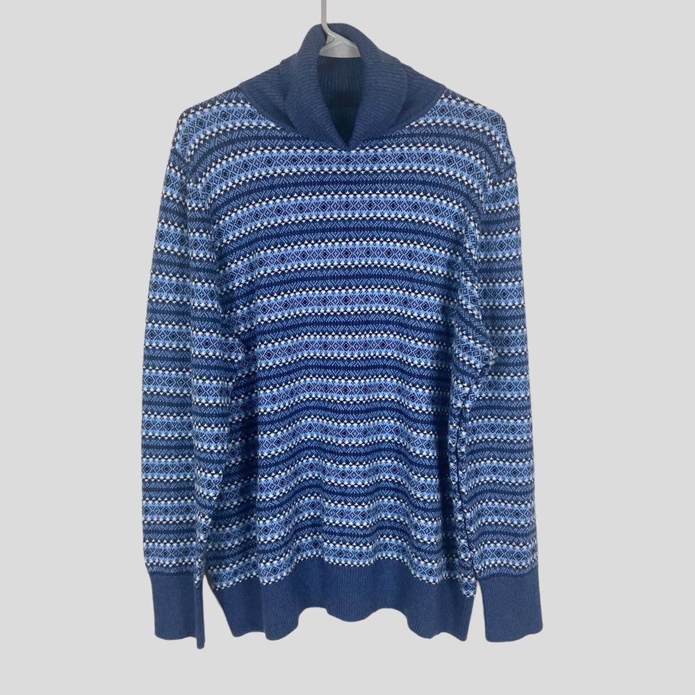 L.L. Bean Fair Isle Cotton Turtleneck Sweater
